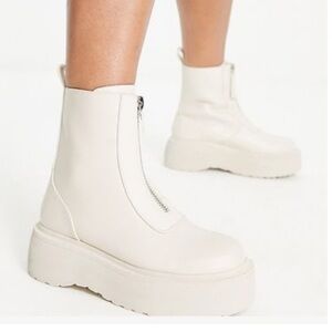 ASOS Off-White Platform Ankle Boots